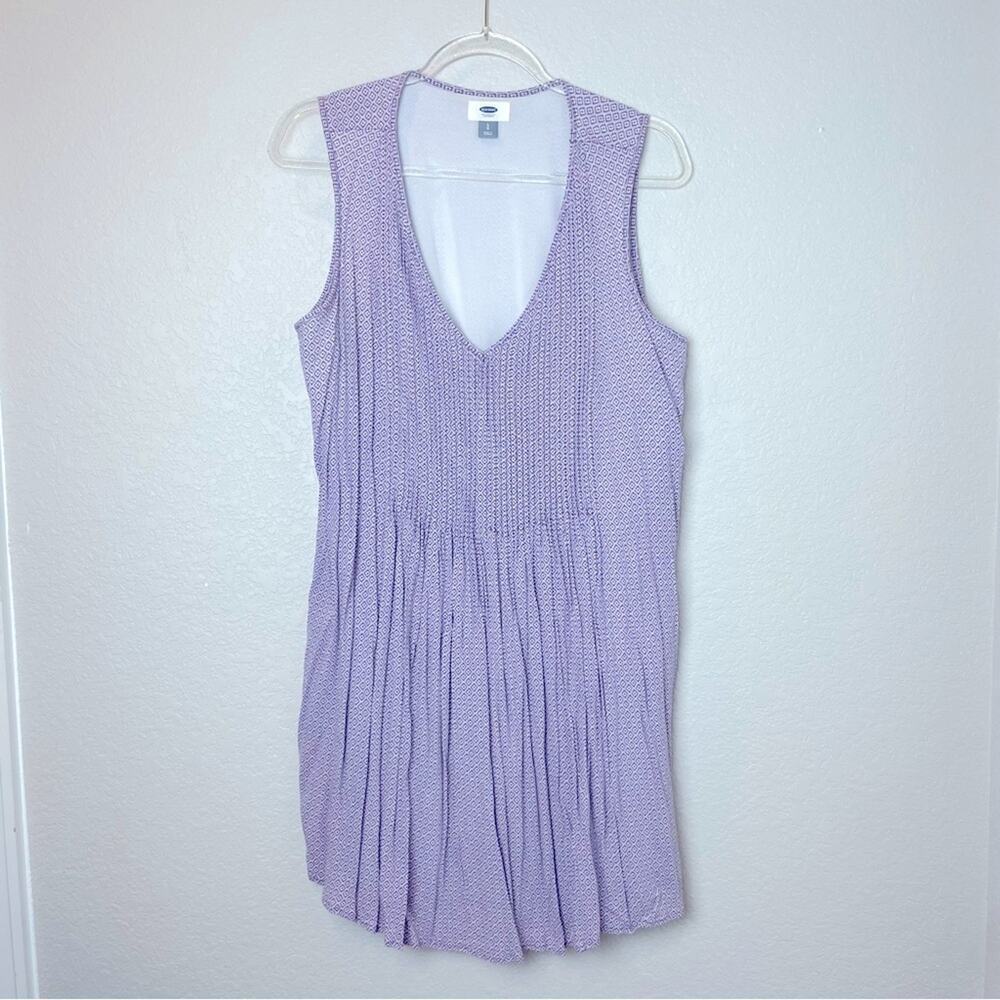 OLD NAVY Lavendar Purple Mini Geometric Pattern Sleeveless V-Neck Dress Size L